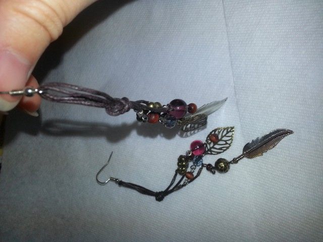 Setia White, Blue & Rose Gold Handmade Beaded Leaf Earrings