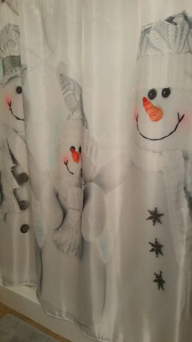 [23 OFF] 2021 Waterproof Polyester Snowman Christmas Shower Curtain In