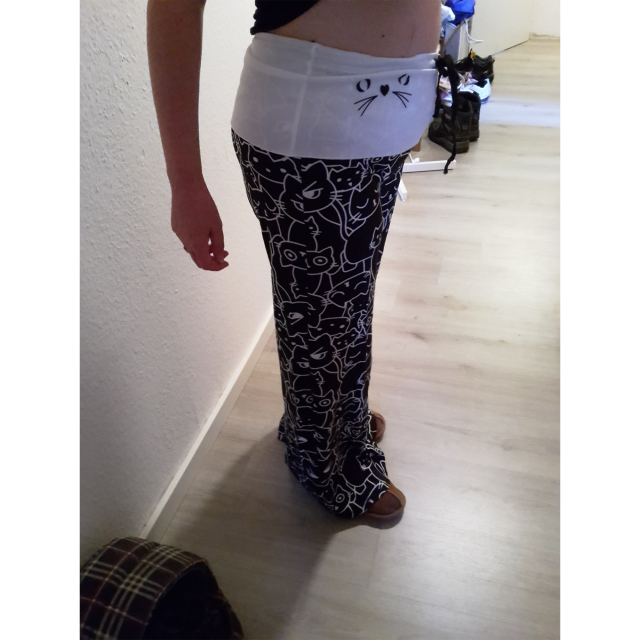 [41 OFF] 2021 Cat Print Wideleg Drawstring Mid Waist Long Pants In